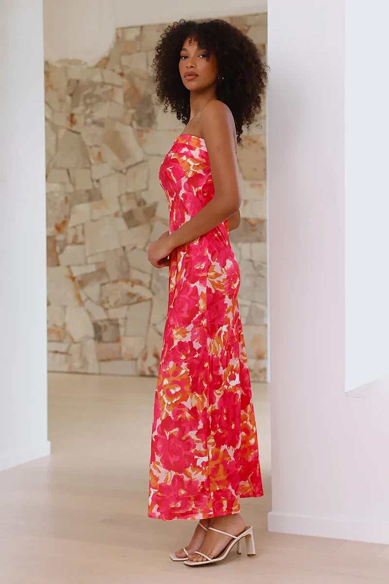 Vestito Maxi Miya - Floral Rosa/Rosso