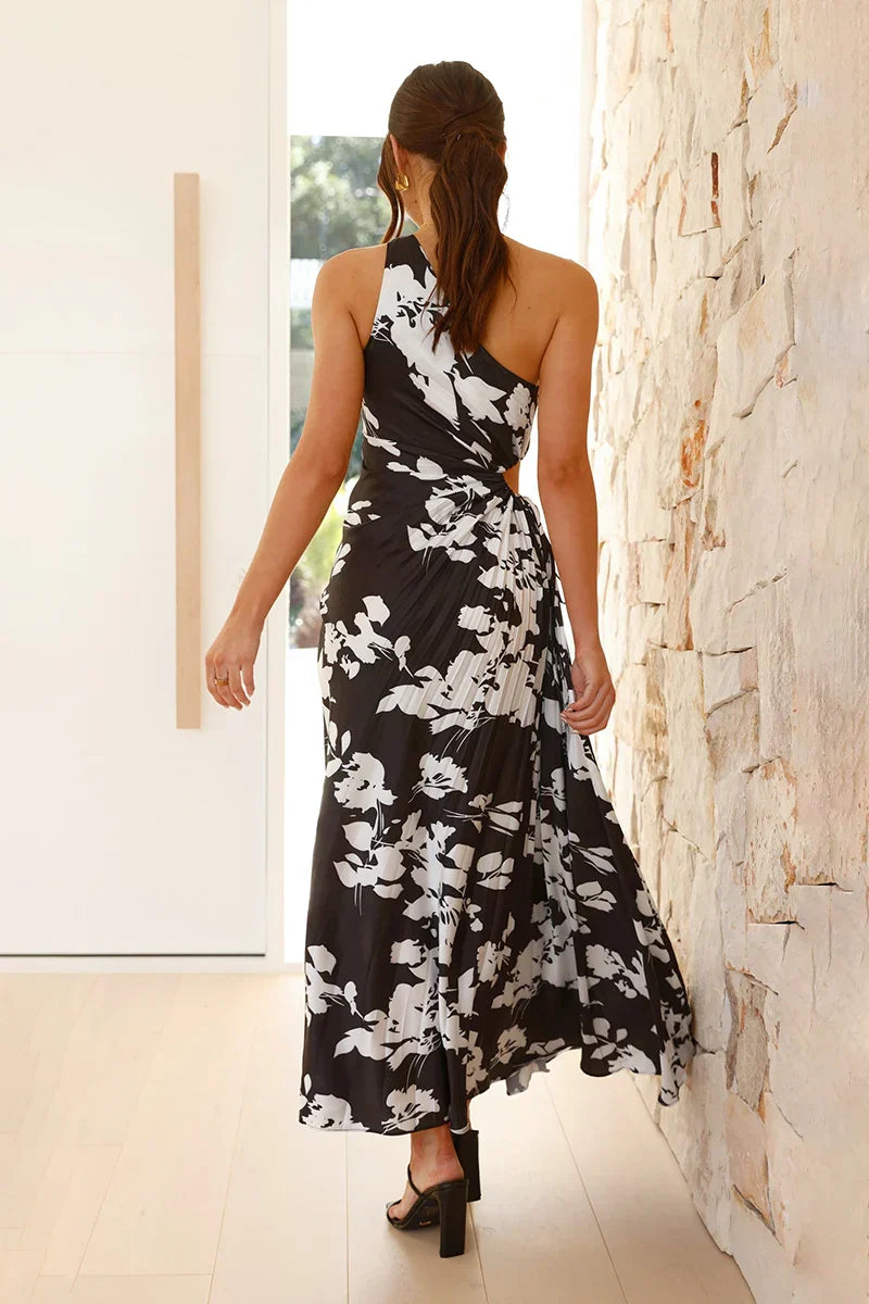 Abito Maxi Laken - Floreale Nero/Bianco