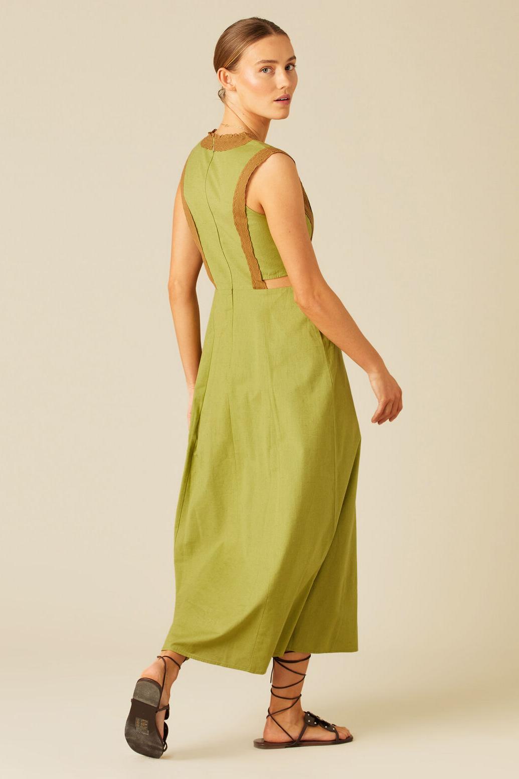 Vestito Midi Verde in Pizzo di Noce