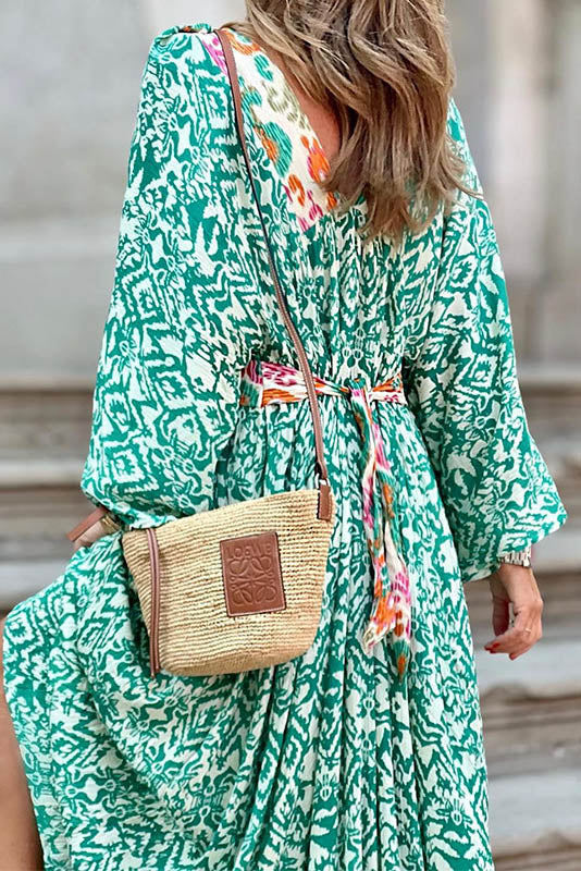 Vestito Midi Estivo con scollo a V e motivo floreale