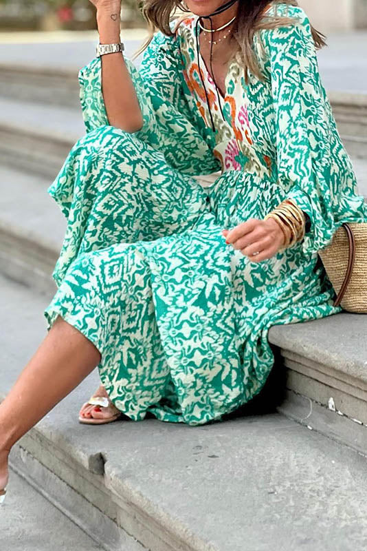 Vestito Midi Estivo con scollo a V e motivo floreale