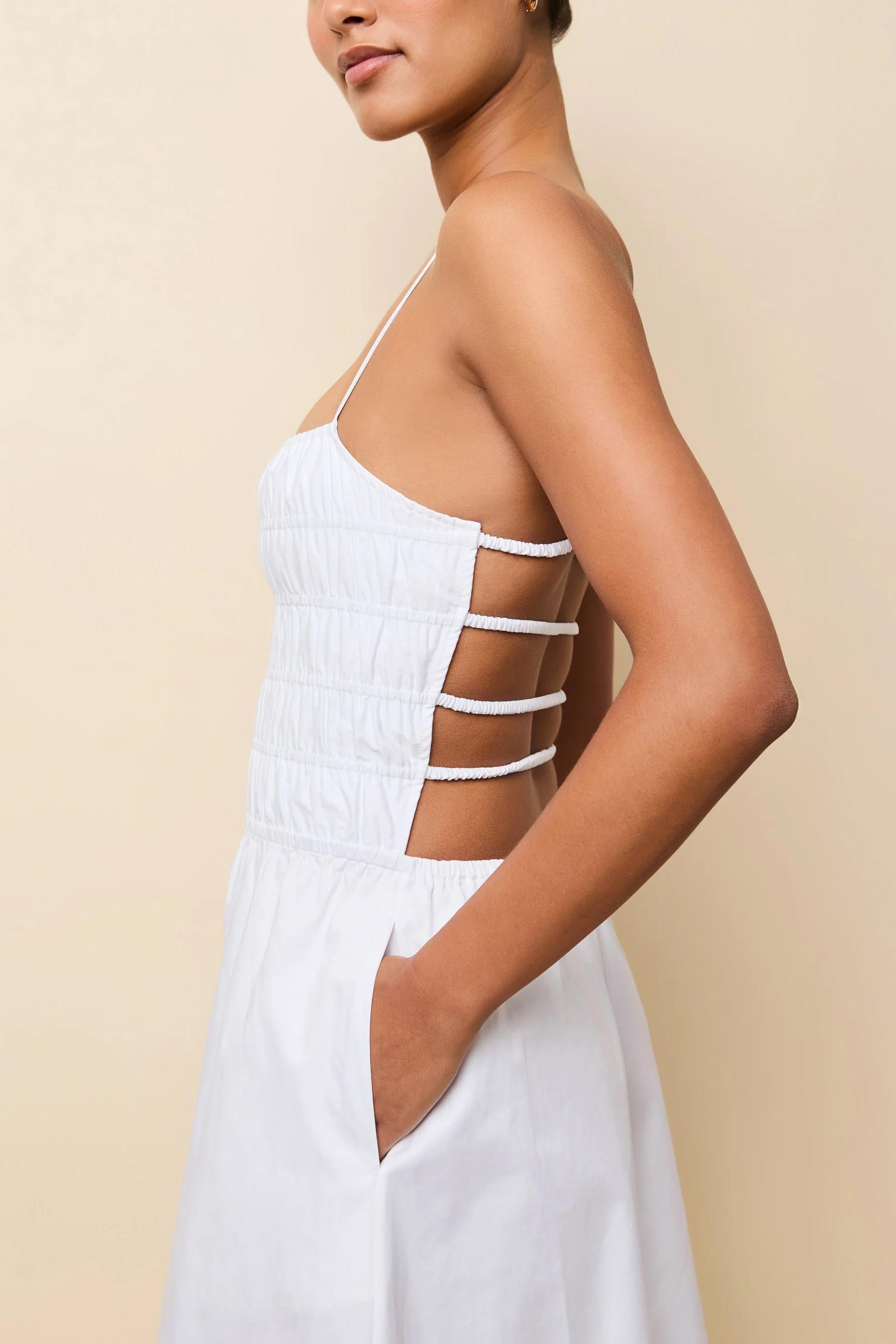 Vestito Midi Delta Colore Bianco Ottico