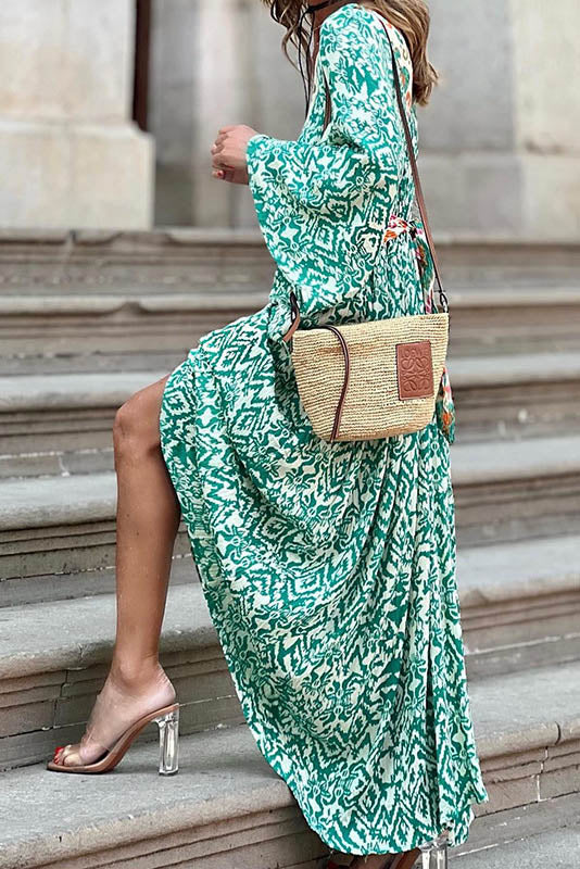 Vestito Midi Estivo con scollo a V e motivo floreale