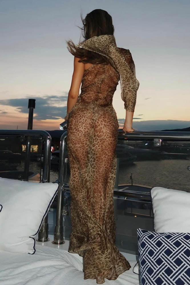Vestito Leopard Mirage a Spalla Scorrevole