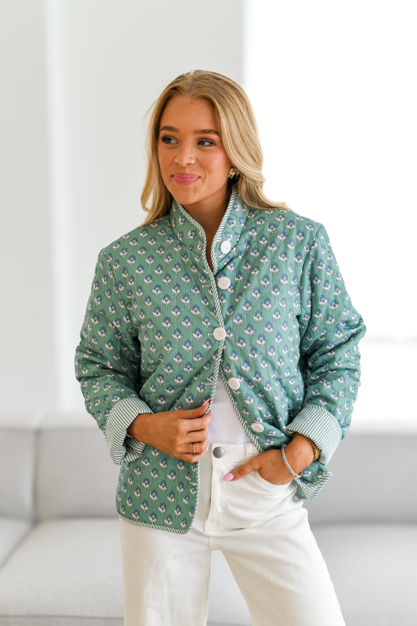 Giacca trapuntata stampata Tiffany - Verde smeraldo