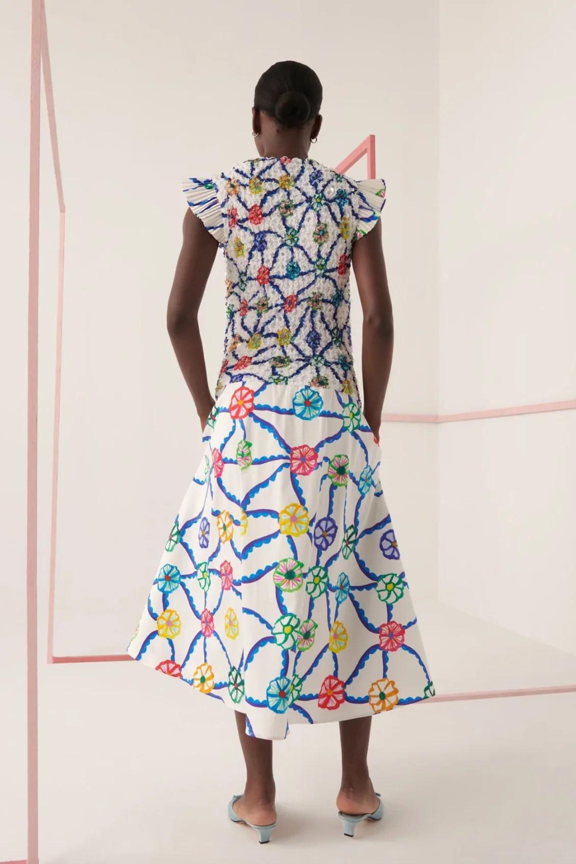 Vestito Midi con Orlo Rombi Stampato