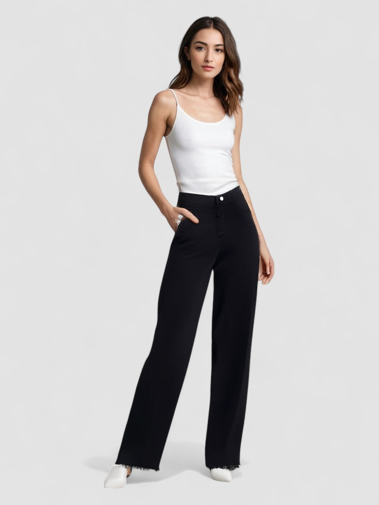 Jeans Eleganti Neri con Finitura Grezza