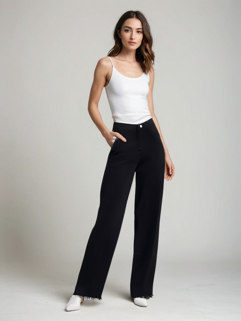 Jeans Eleganti Neri con Finitura Grezza