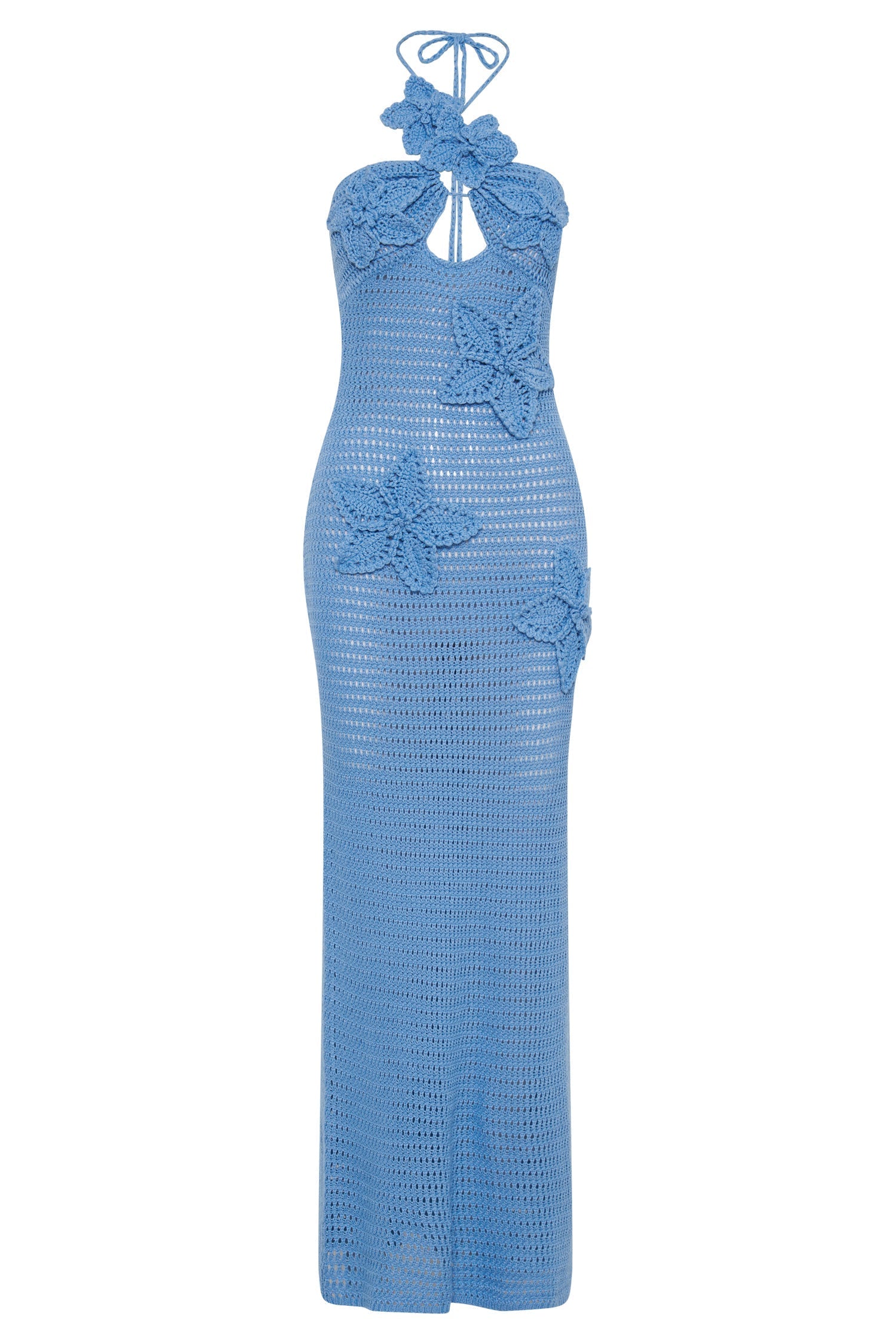 Abito lungo con applicazioni floreali Beverly in crochet