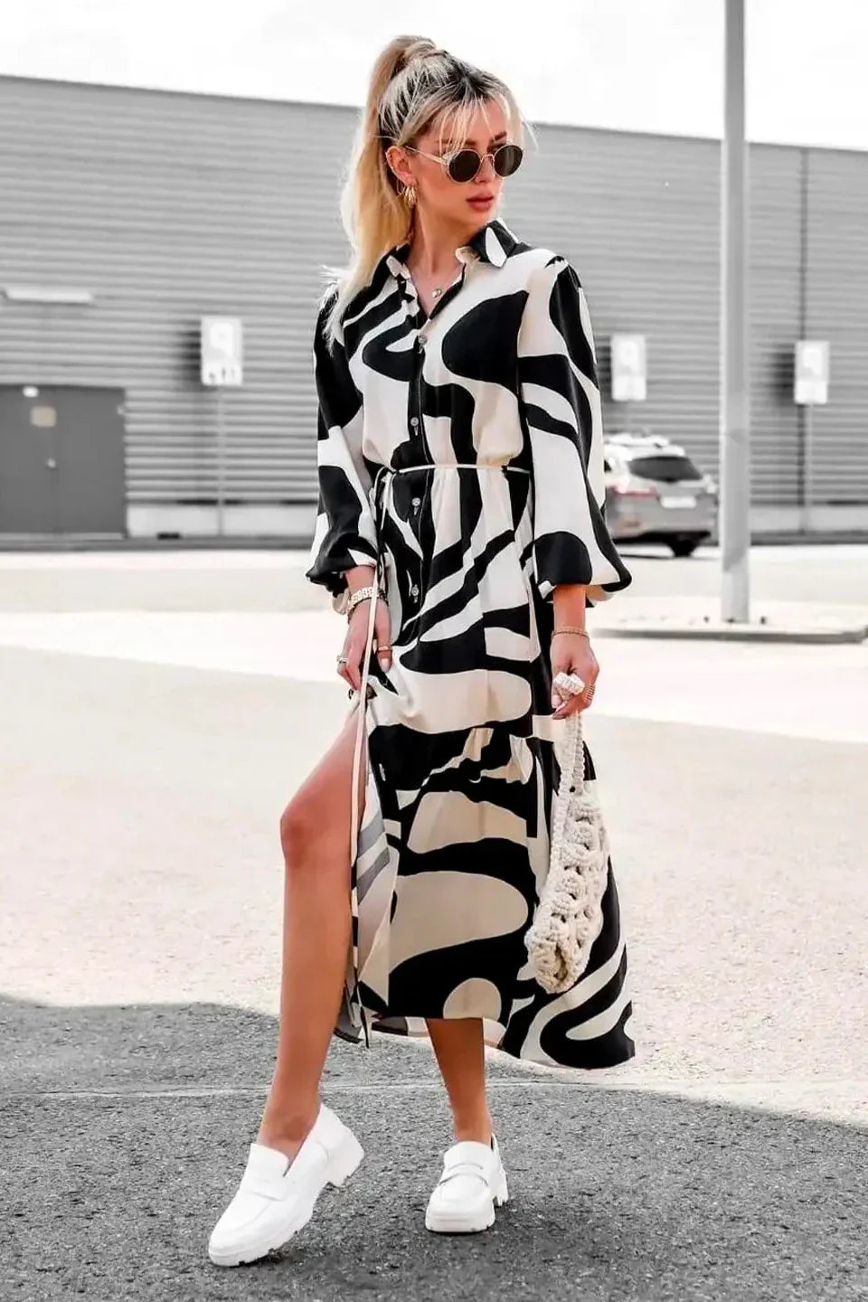 Vestito Maxi Stampato Elegante e Sfrontato