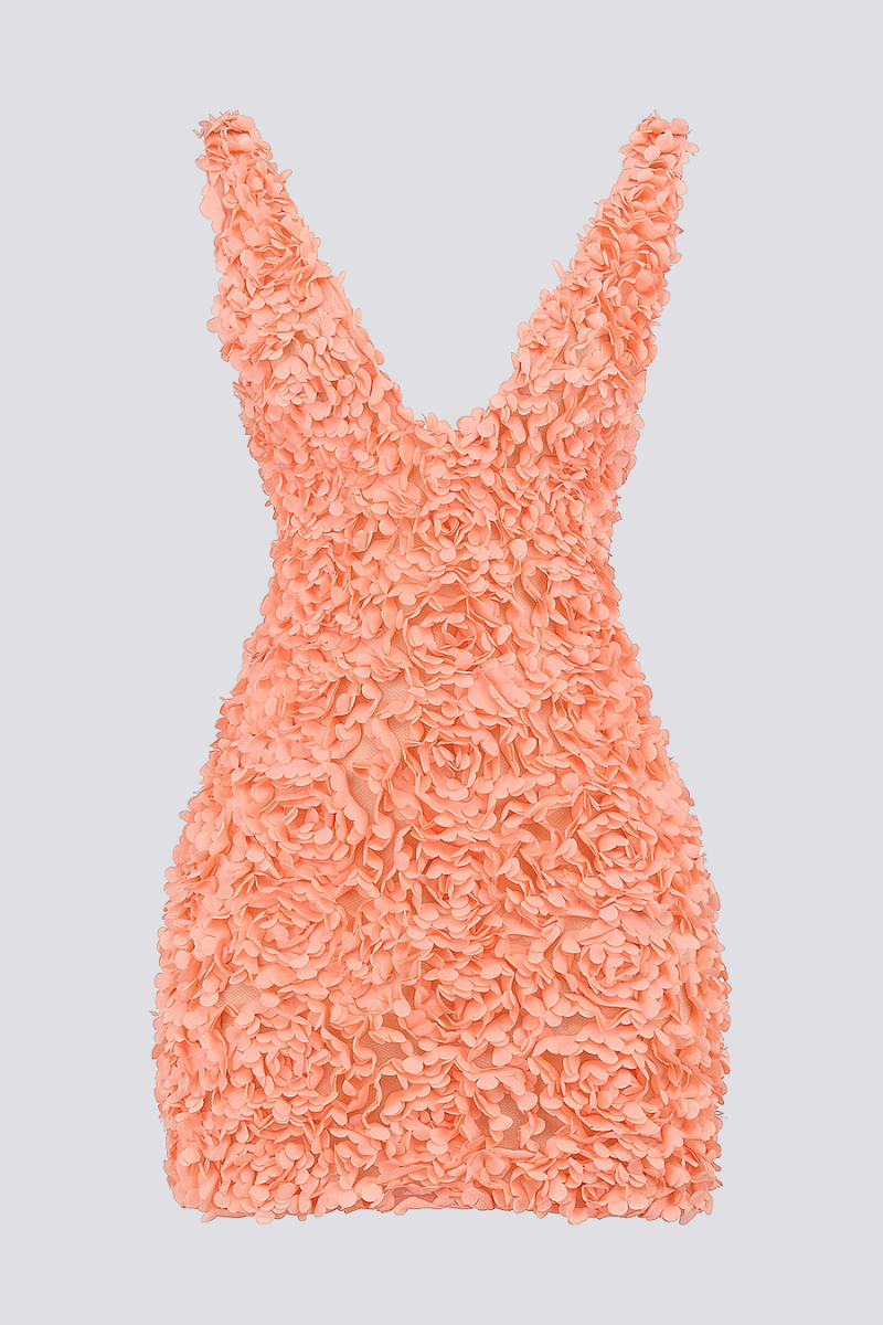 Vestito Mini con Scollo a V e Motivo Floreale Gaëlle