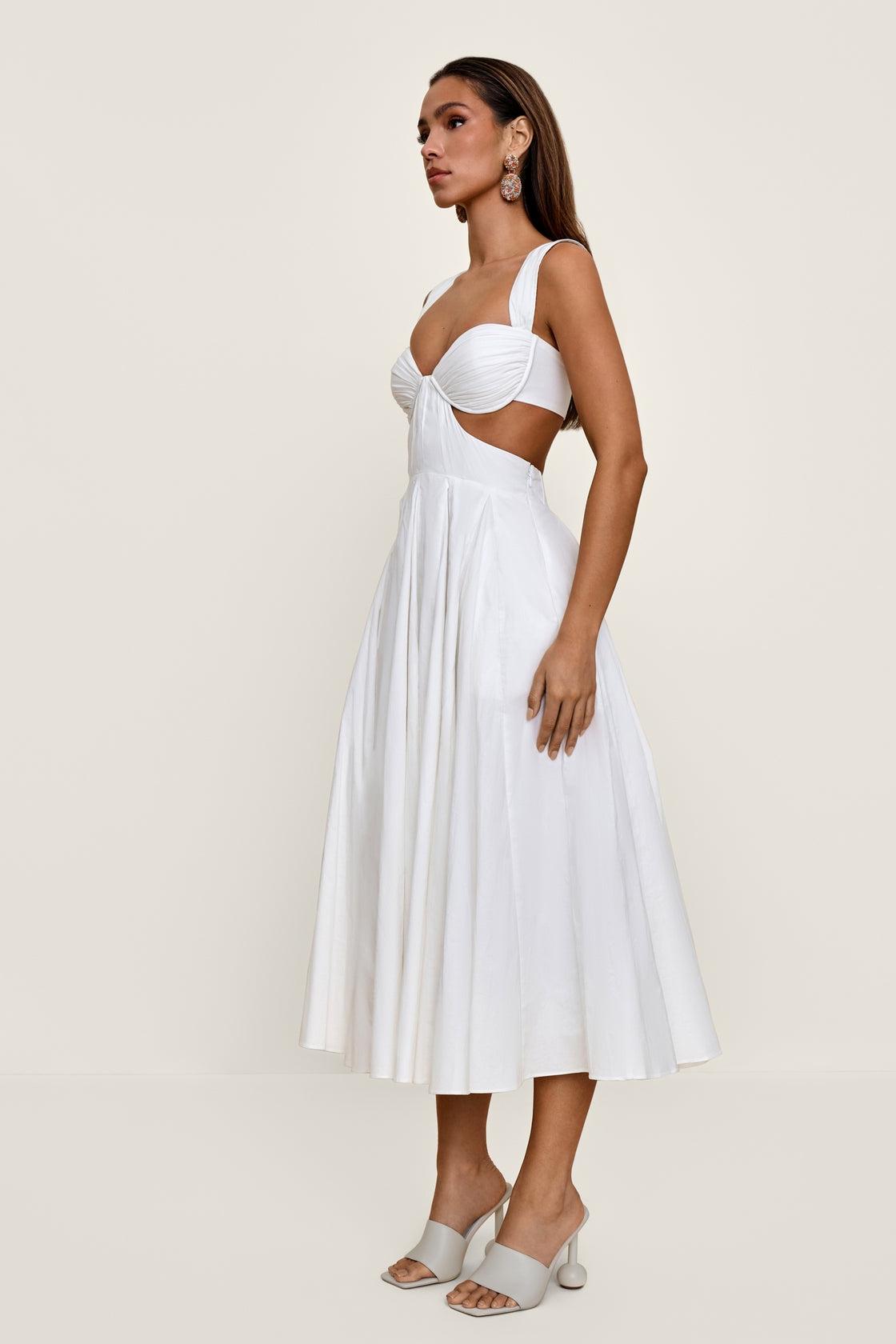 Vestito Midi Plissettato con Struttura