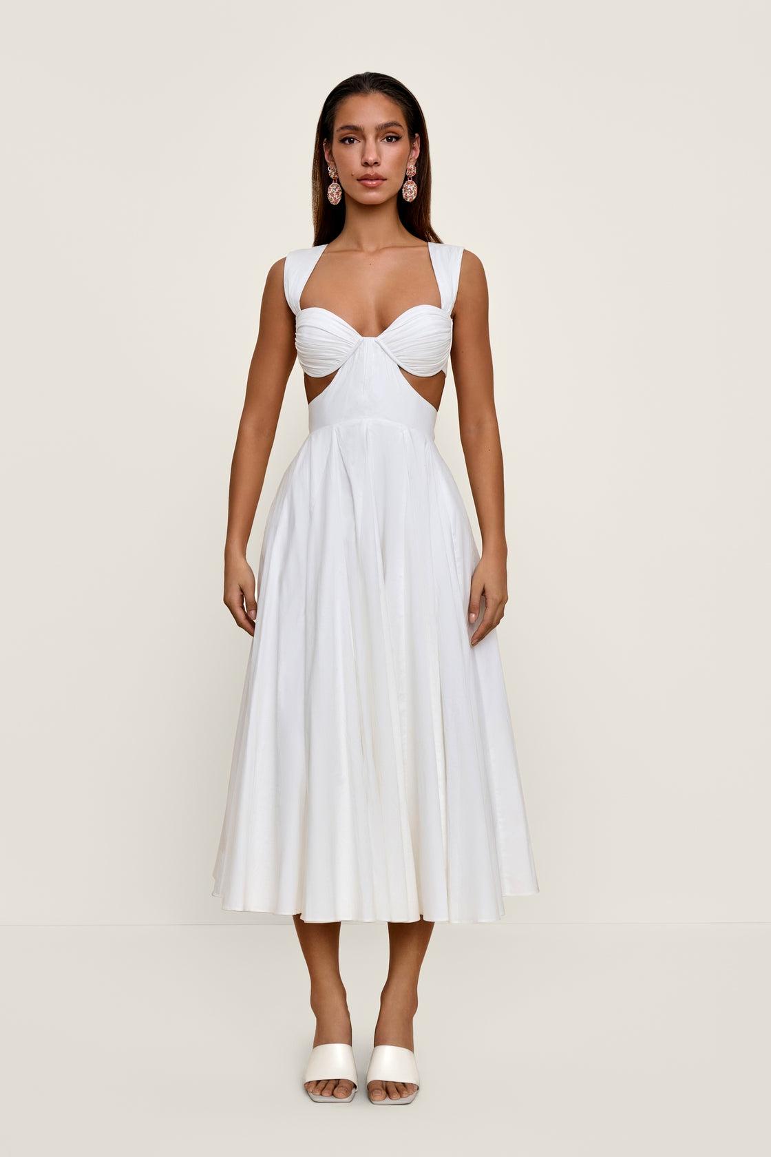 Vestito Midi Plissettato con Struttura