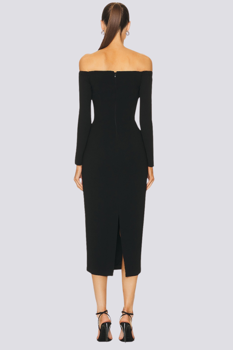 Vestito Midi Isola Spalle con Strass Izara