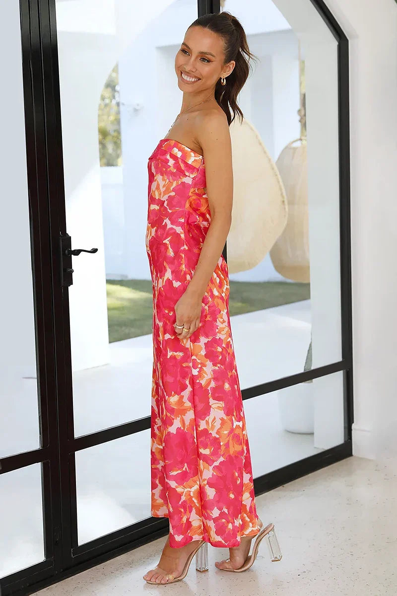 Vestito Maxi Miya - Floral Rosa/Rosso