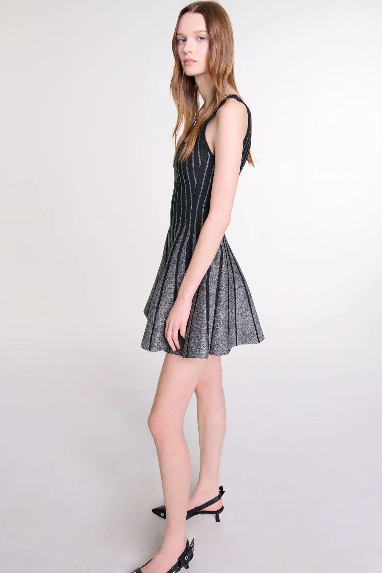 Vestito Mini a Maglia a Griglia