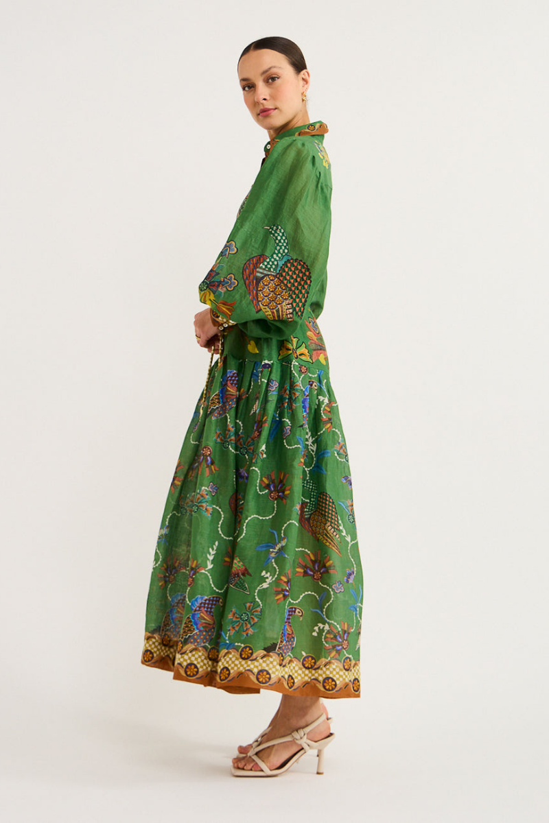 Vestito lungo maxi con maniche a palloncino e stampa animalier Marcella