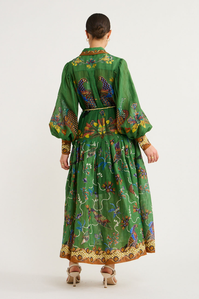 Vestito lungo maxi con maniche a palloncino e stampa animalier Marcella