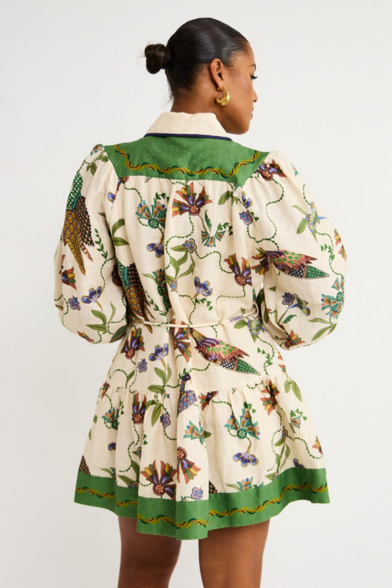 Vestito Mini Animale con Maniche a Palloncino Mauricette