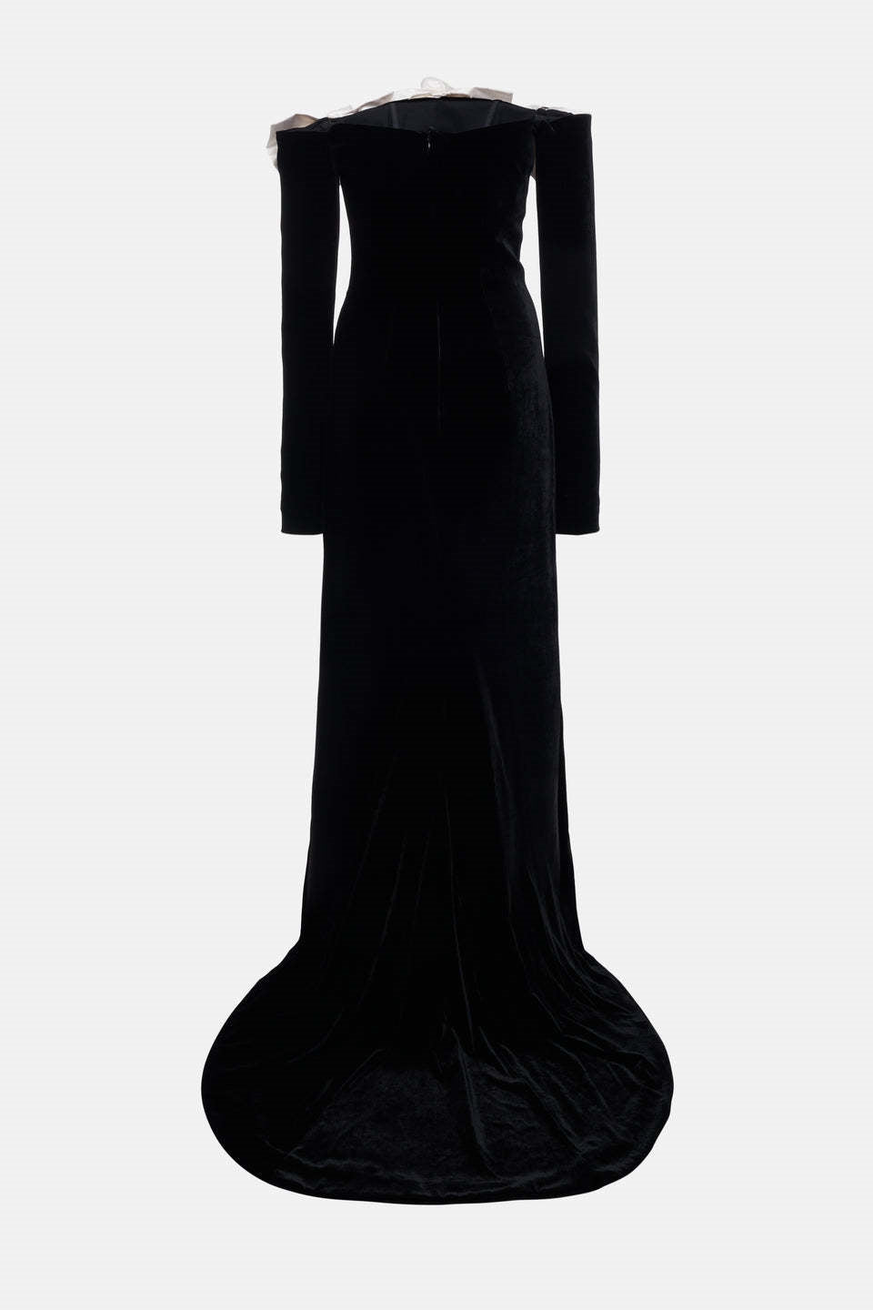 Vestito lungo maxi con fiocco a fiocco stile Lara in velluto senza spalline