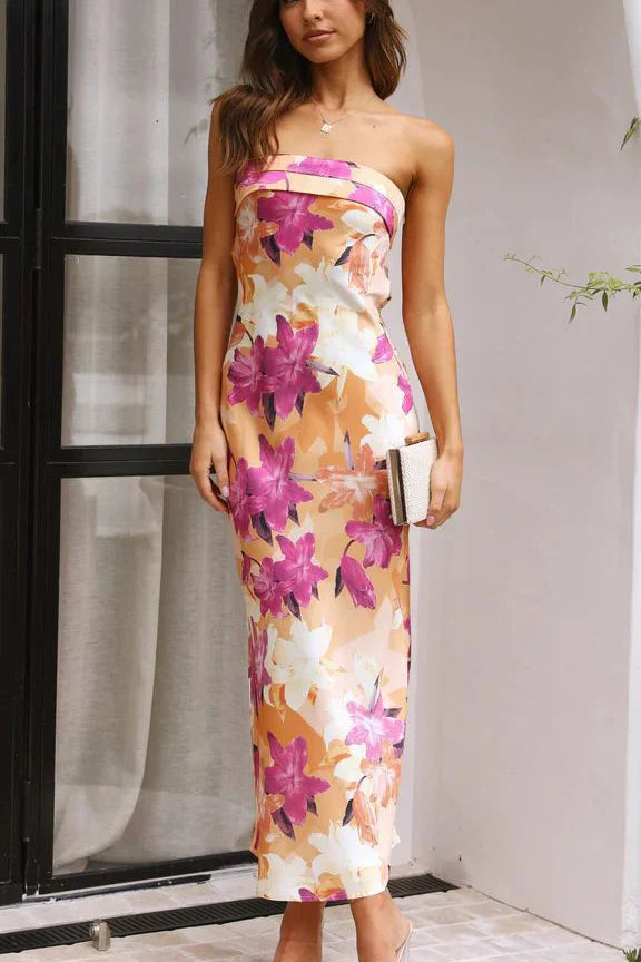 Vestito Maxi Miya - Stampa Arancione/Rosa