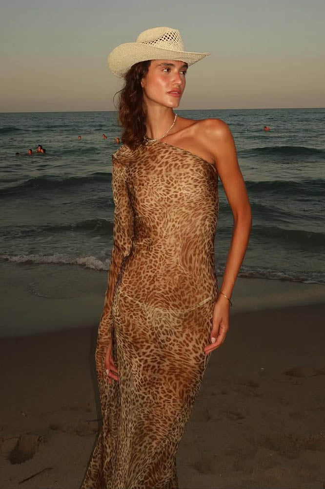 Vestito Leopard Mirage a Spalla Scorrevole