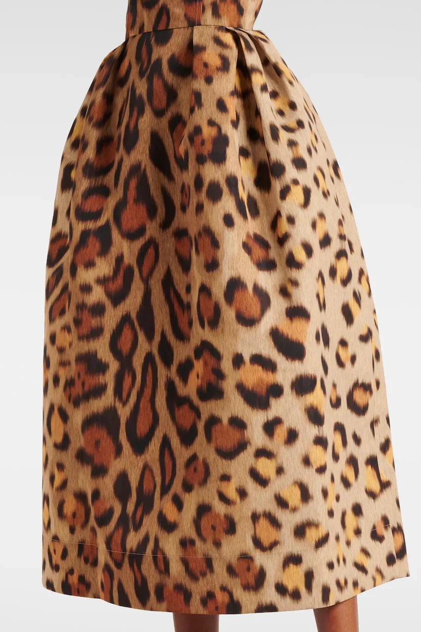 Vestito Midi con Corsetto e Stampa Animale