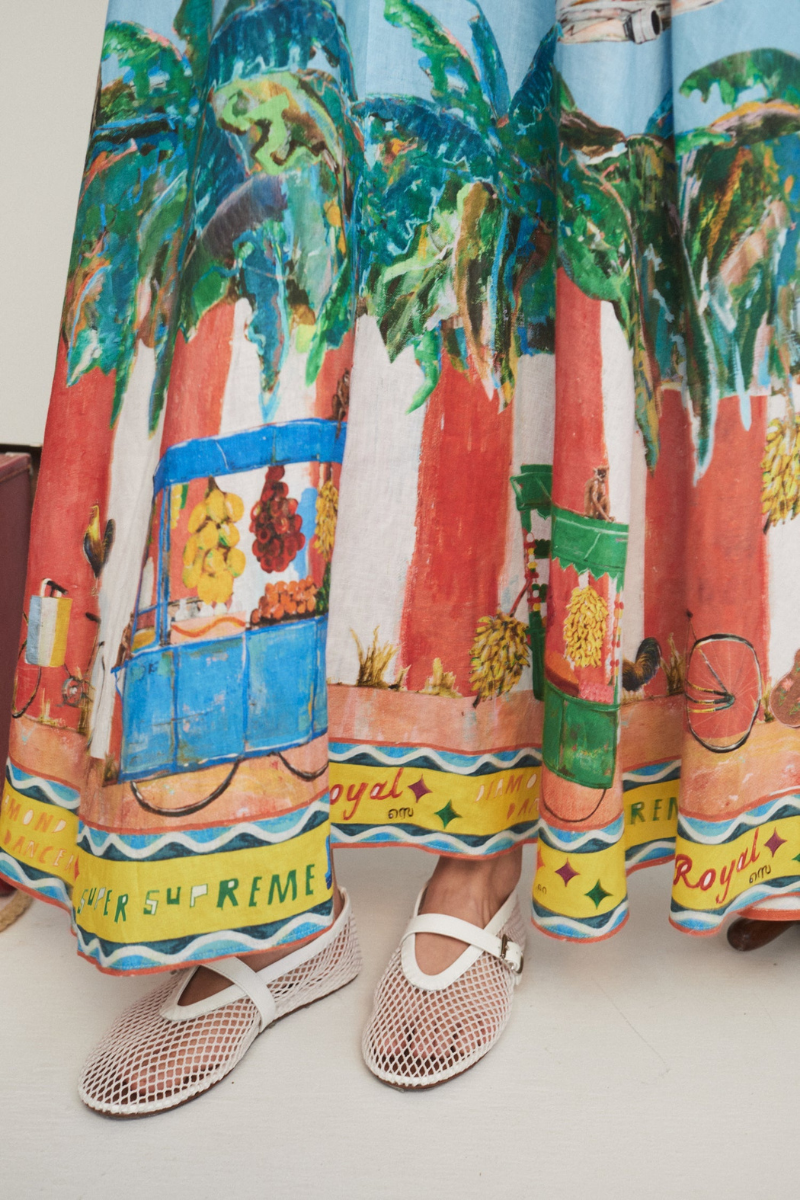 Vestito lungo maxi con stampa graffiti Roseline Spaghetti