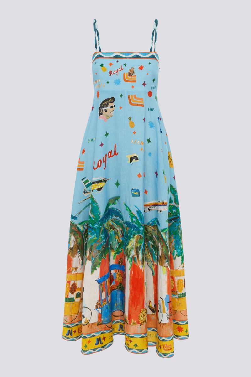 Vestito lungo maxi con stampa graffiti Roseline Spaghetti