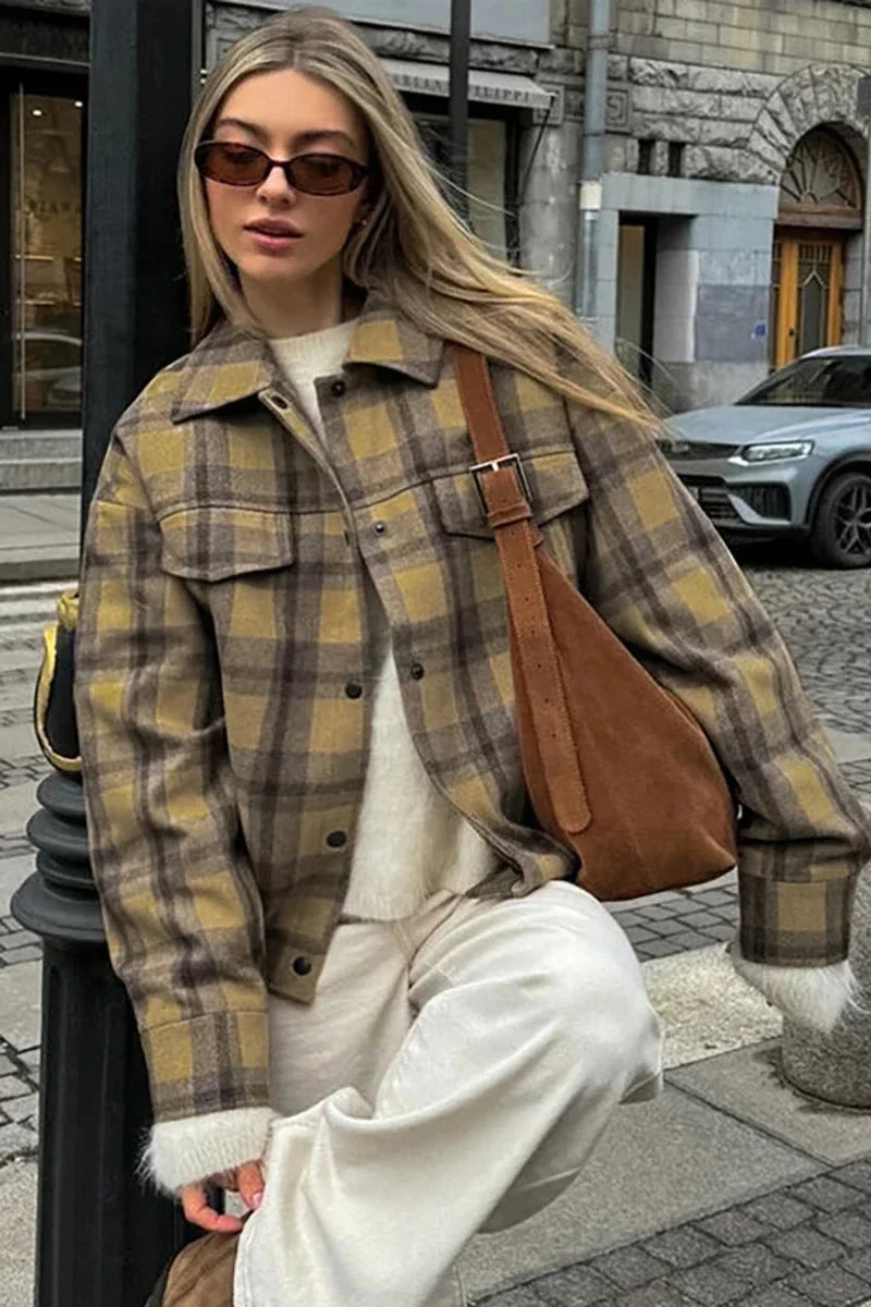 Giacca casual a quadri classica con colletto