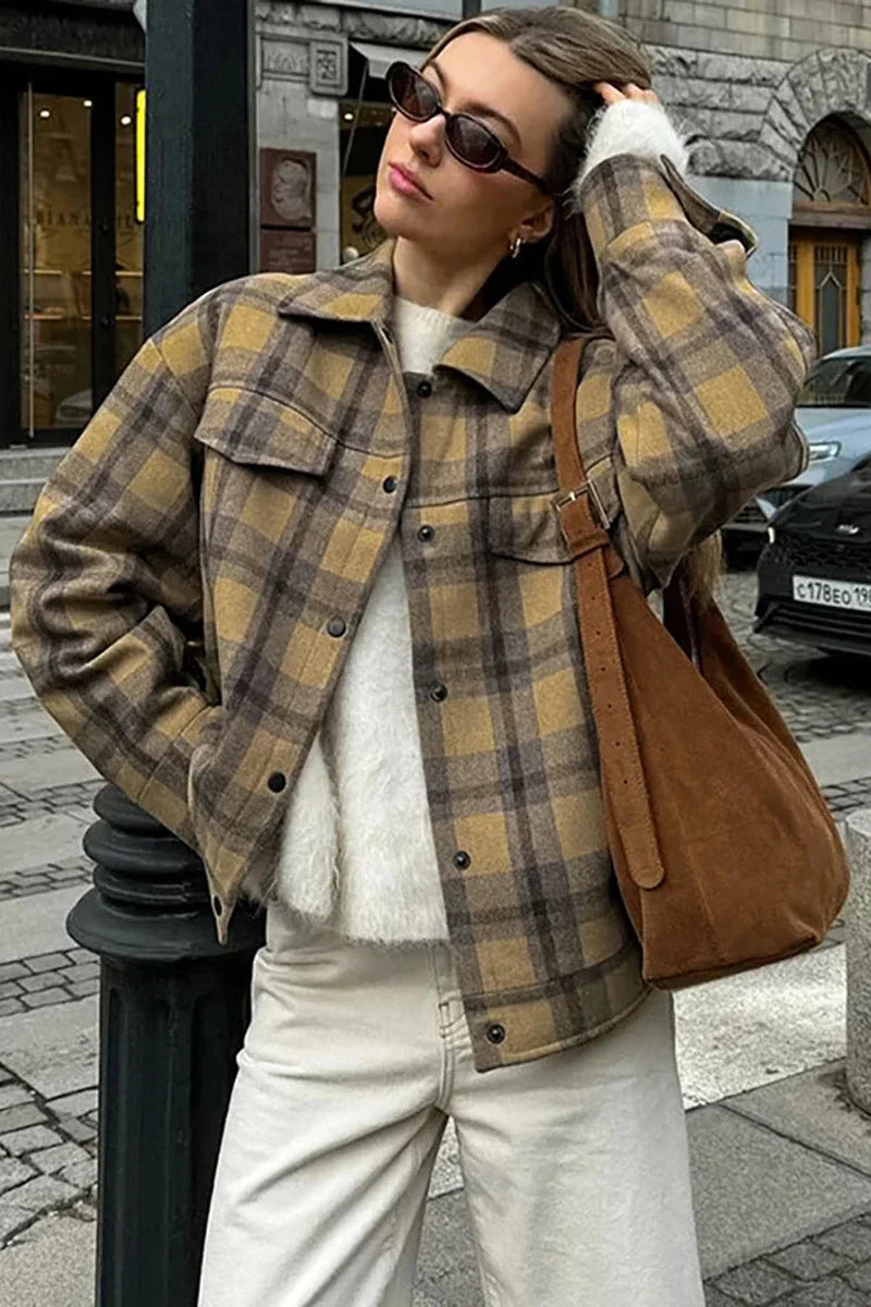 Giacca casual a quadri classica con colletto