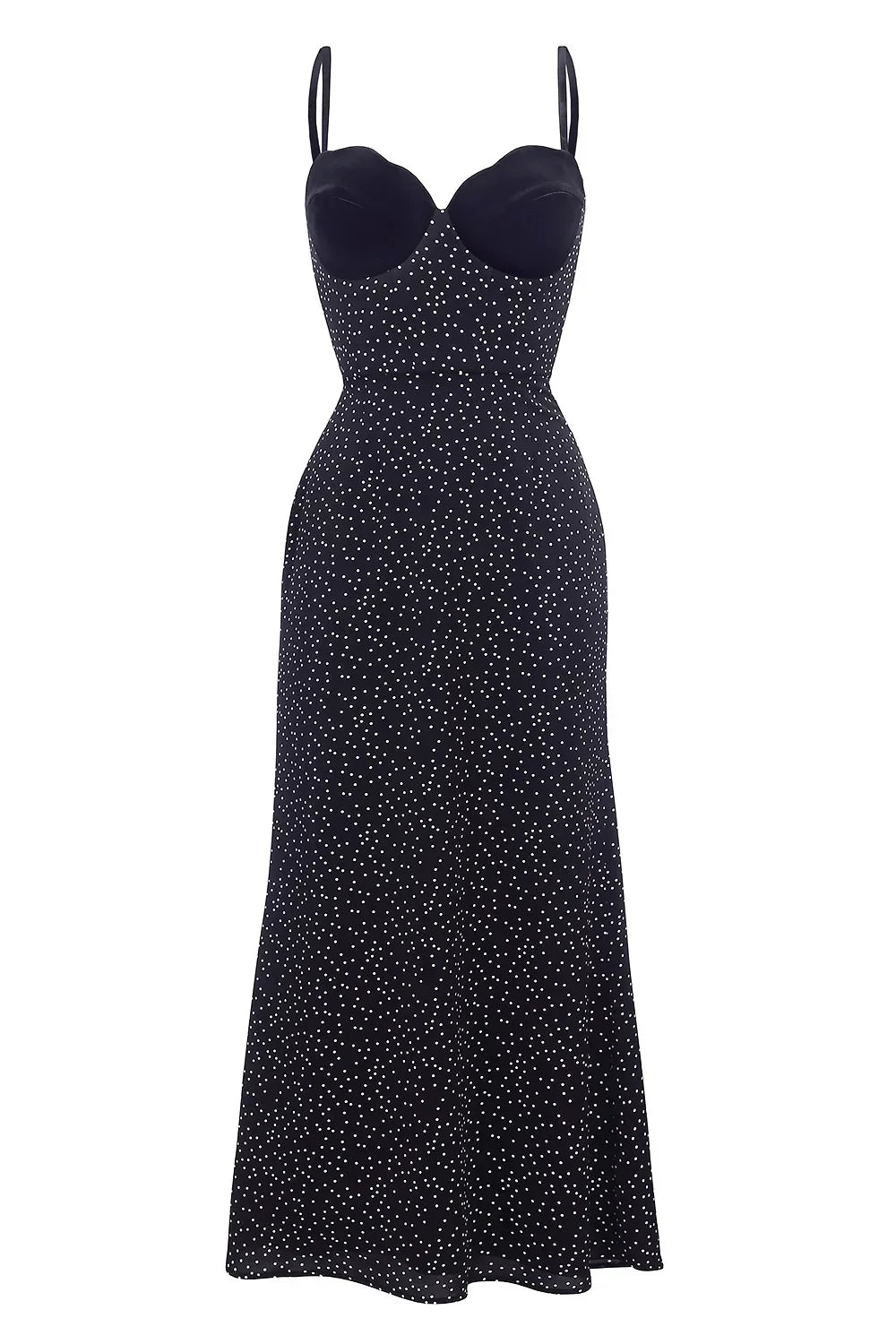 Vestito Midi con Inserto in Velluto