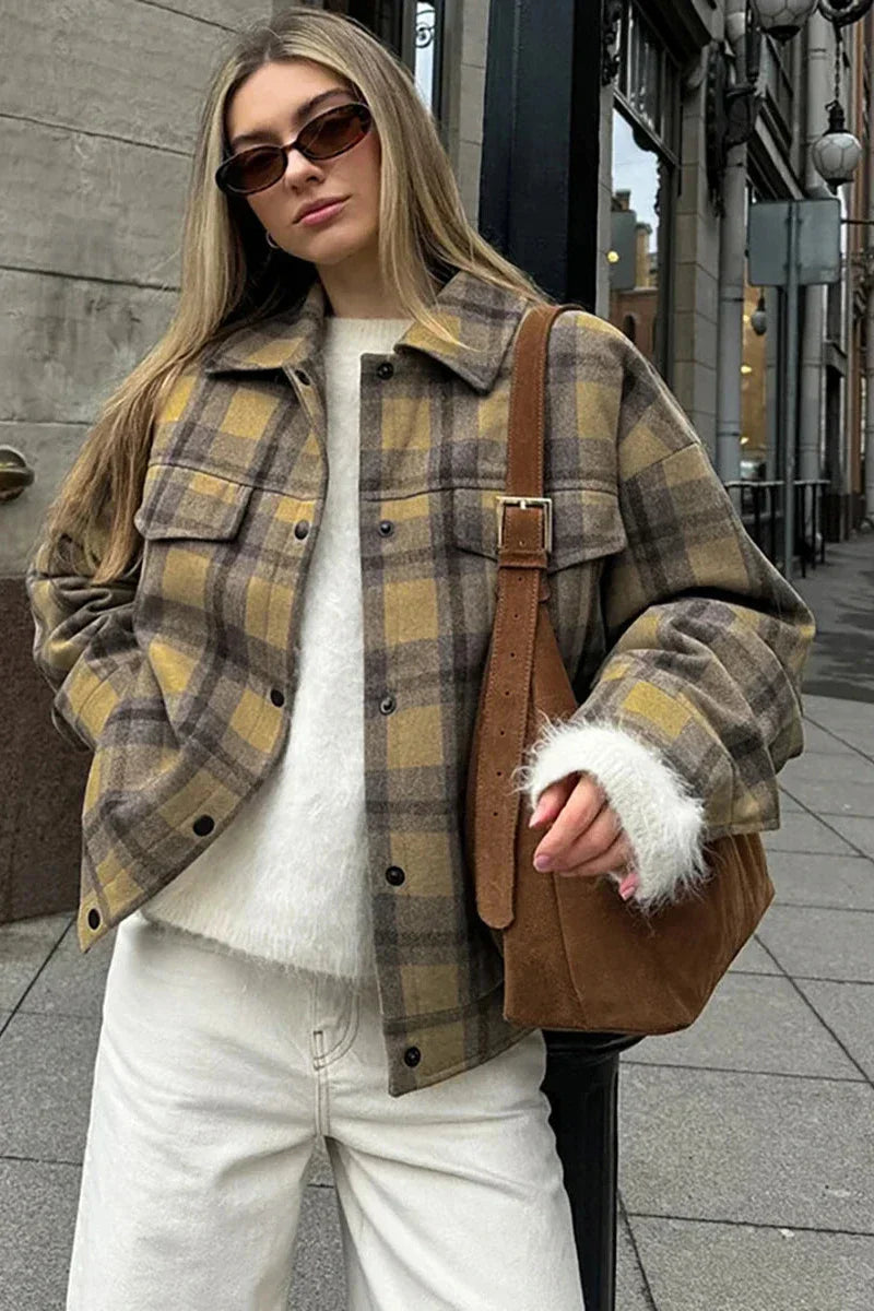 Giacca casual a quadri classica con colletto