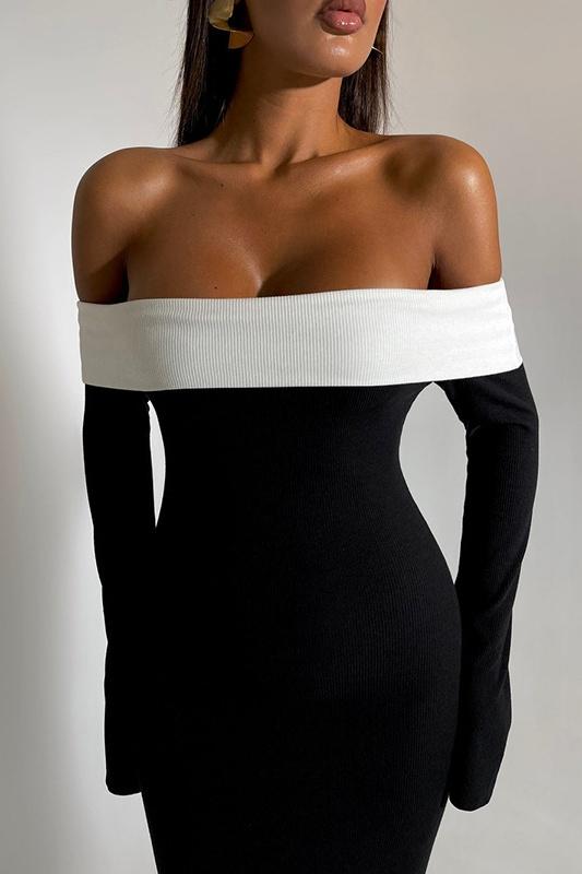 Vestito Maxi in Maglia con Spalle Scoperte Aeris