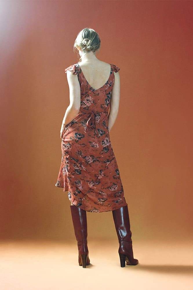 Vestito lungo maxi con scollo a U e stampa floreale Alison