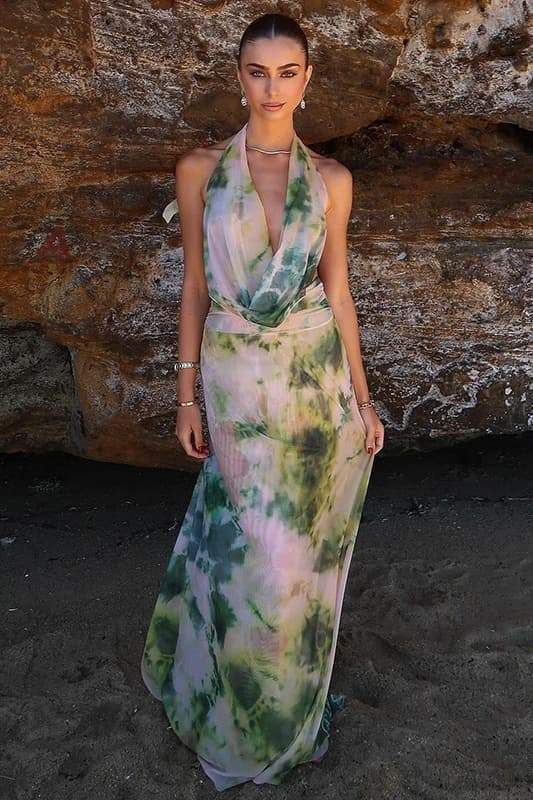 Vestito Maxi a Spalline con Stampa Antonia