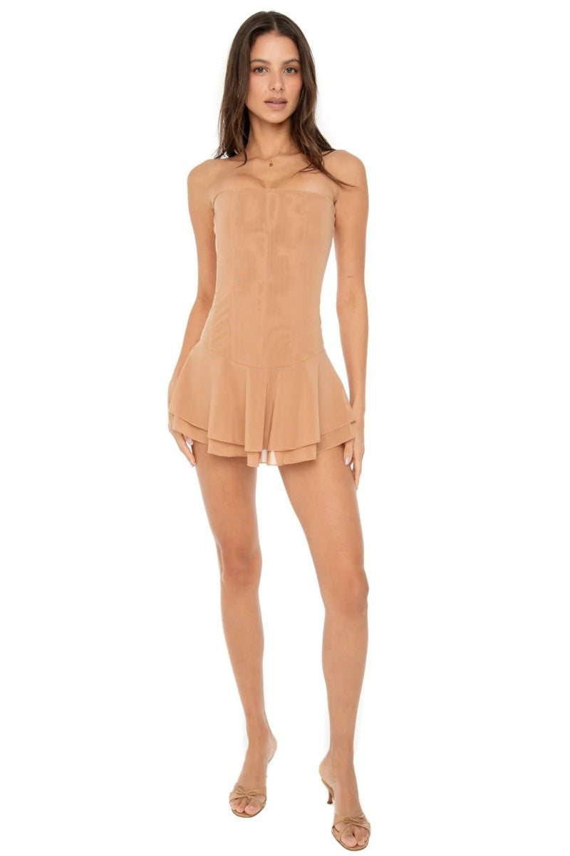 Vestito Mini a Imbuto Senza Spalline