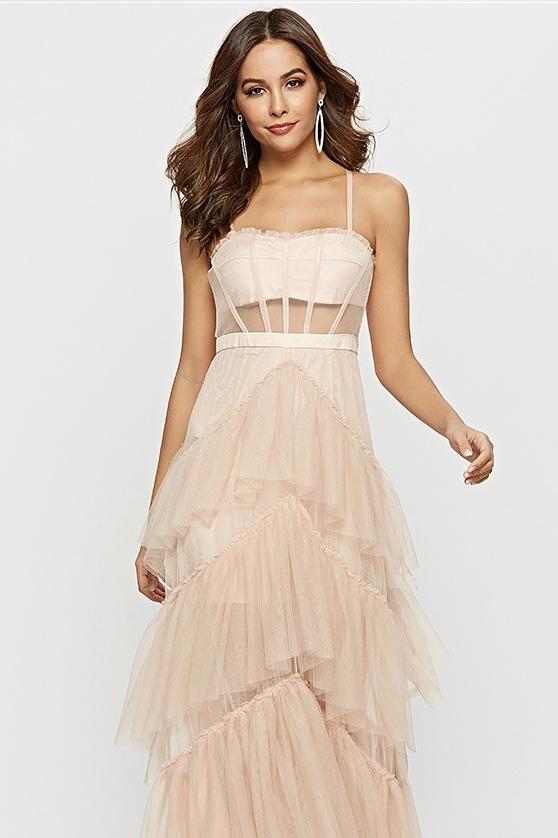 Vestito Maxi con Slip a Rete a Strati Arlene Corset