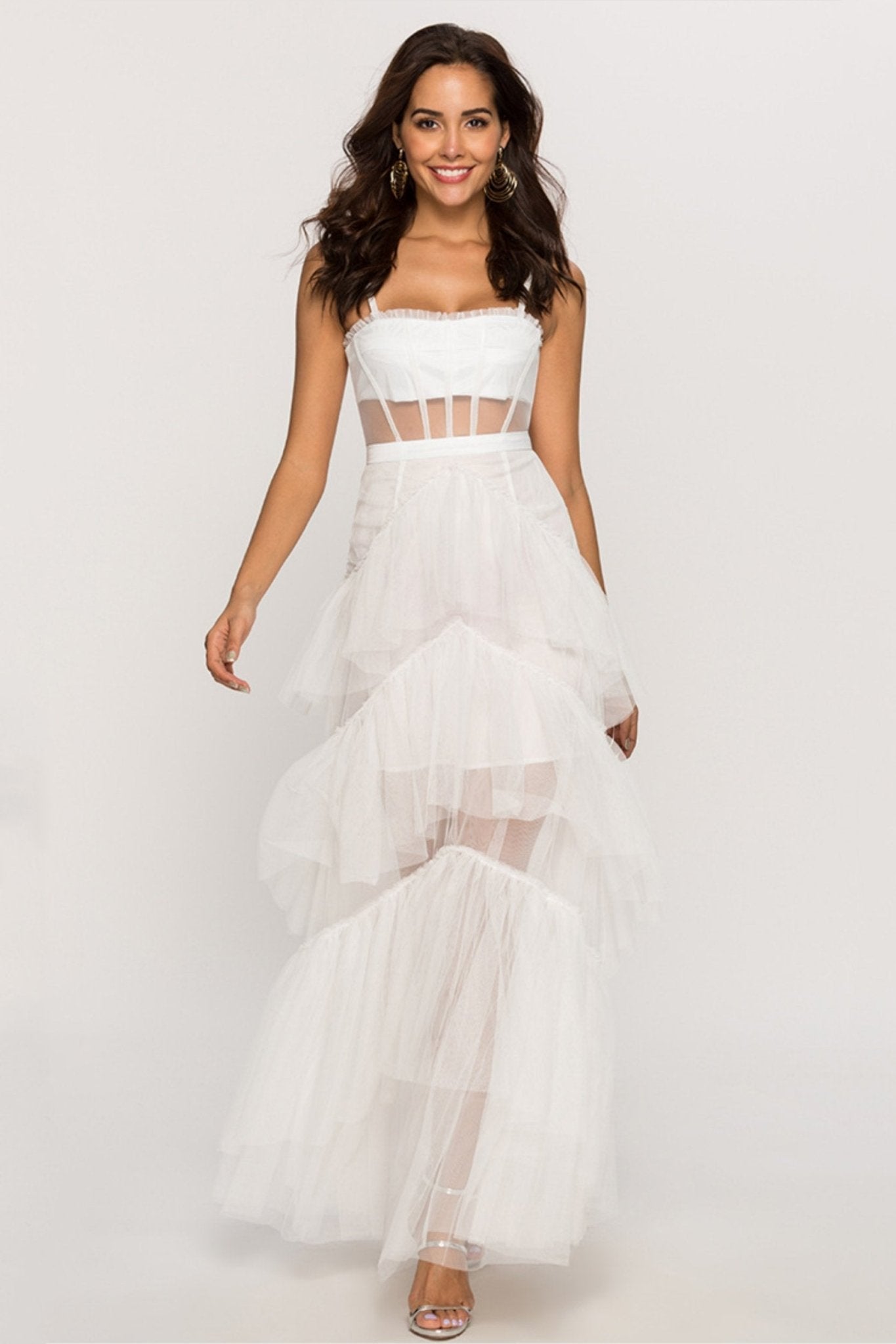 Vestito Maxi con Slip a Rete a Strati Arlene Corset