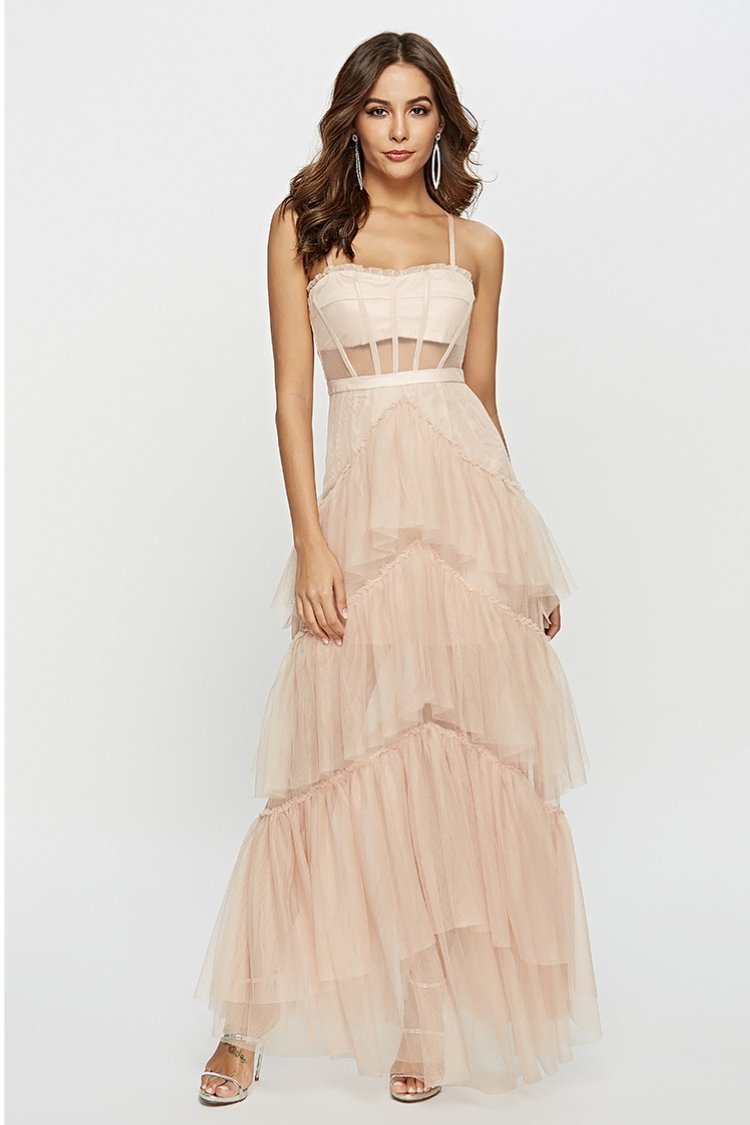 Vestito Maxi con Slip a Rete a Strati Arlene Corset