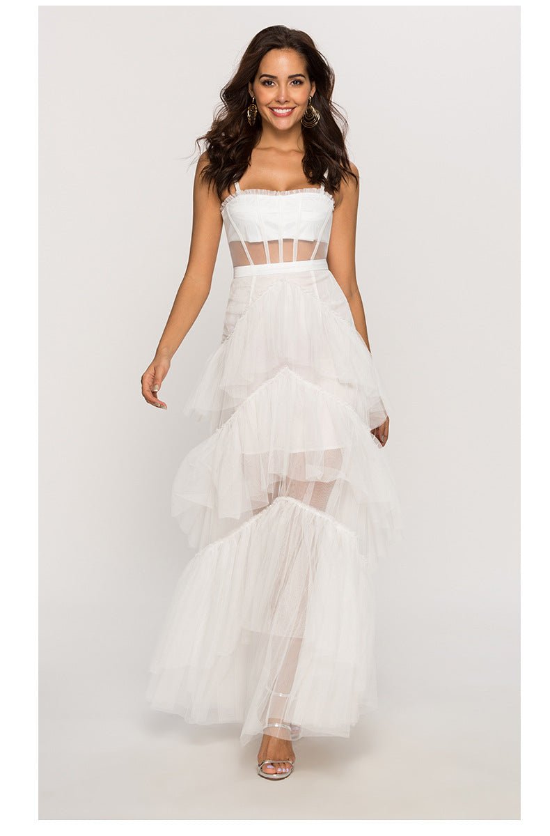Vestito Maxi con Slip a Rete a Strati Arlene Corset