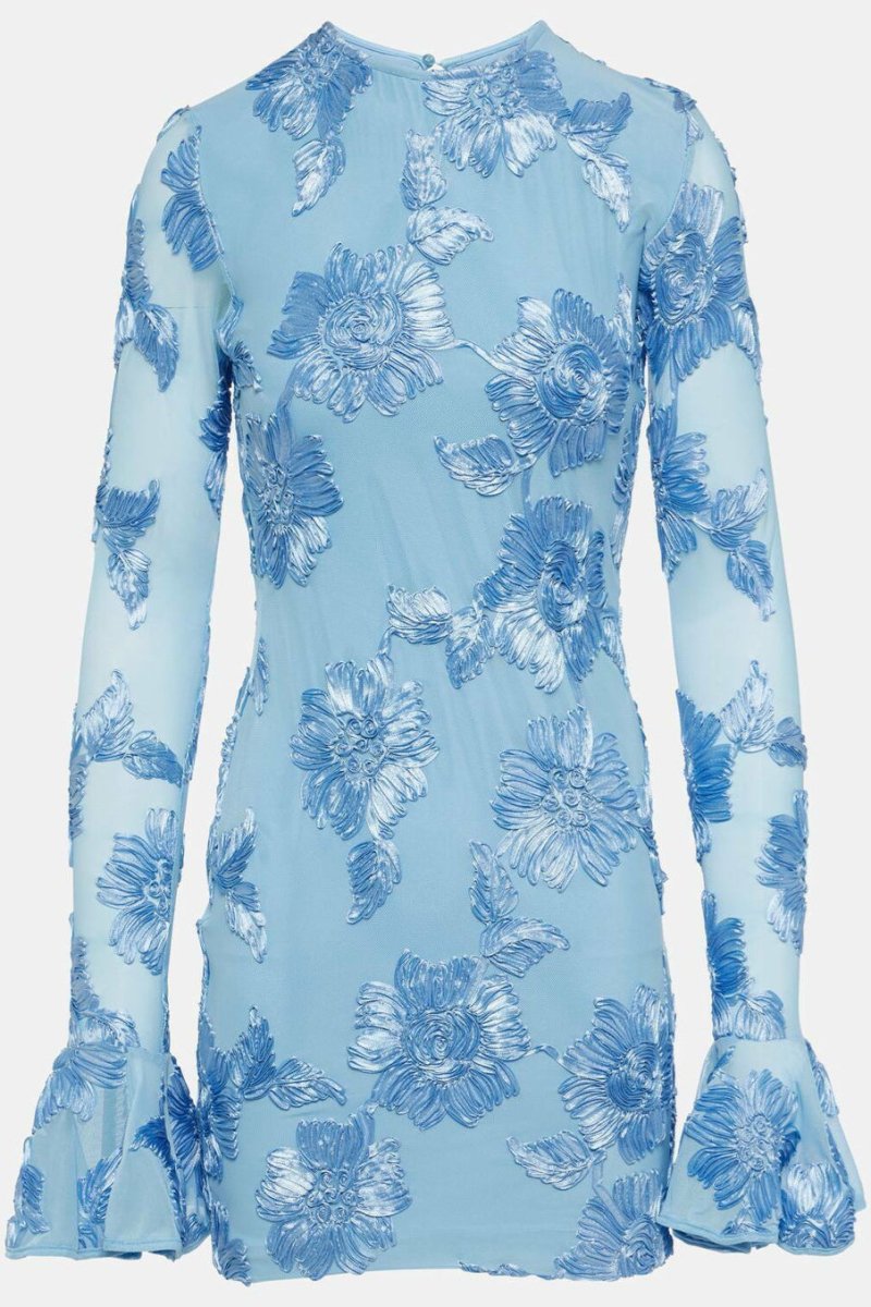 Vestito Mini in Rete con Ricami Aurora senza Schiena