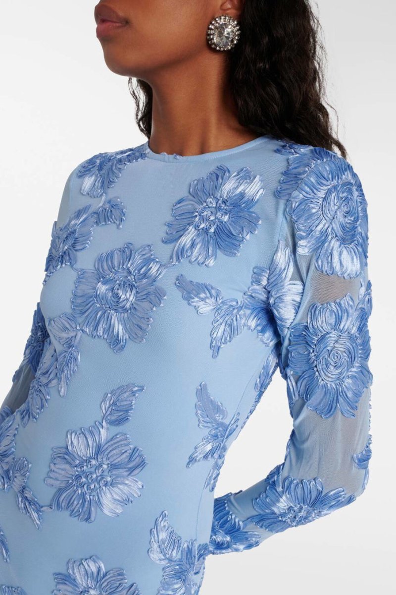 Vestito Mini in Rete con Ricami Aurora senza Schiena