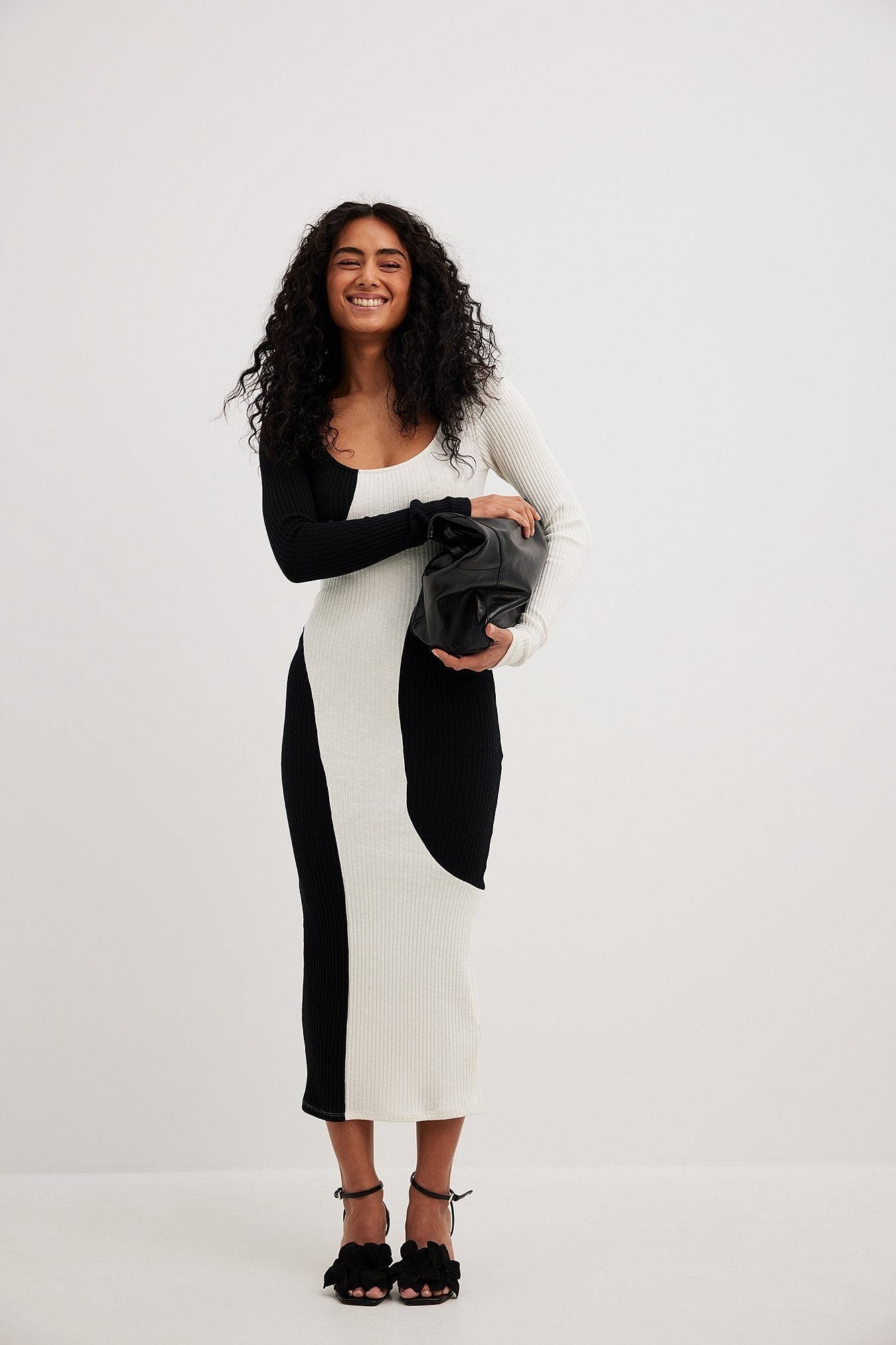 Vestito midi in maglia a clessidra contrastata Belen