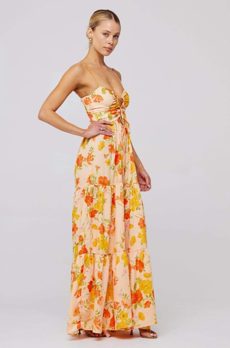 Vestito lungo maxi stampato Beverly con scollo a filo