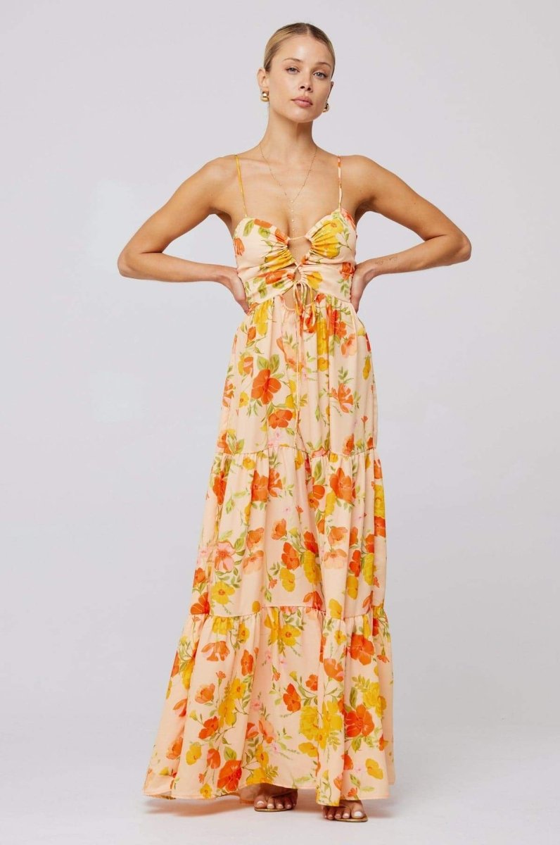 Vestito lungo maxi stampato Beverly con scollo a filo