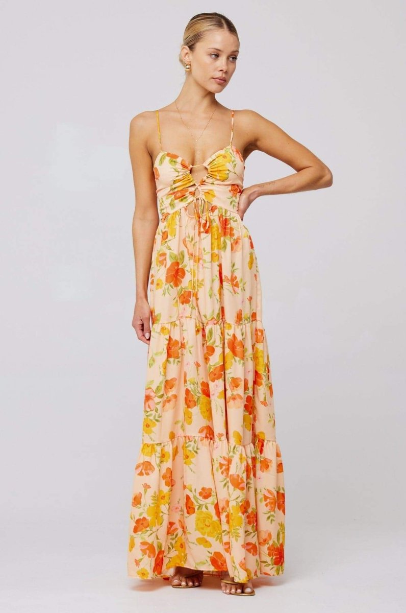 Vestito lungo maxi stampato Beverly con scollo a filo