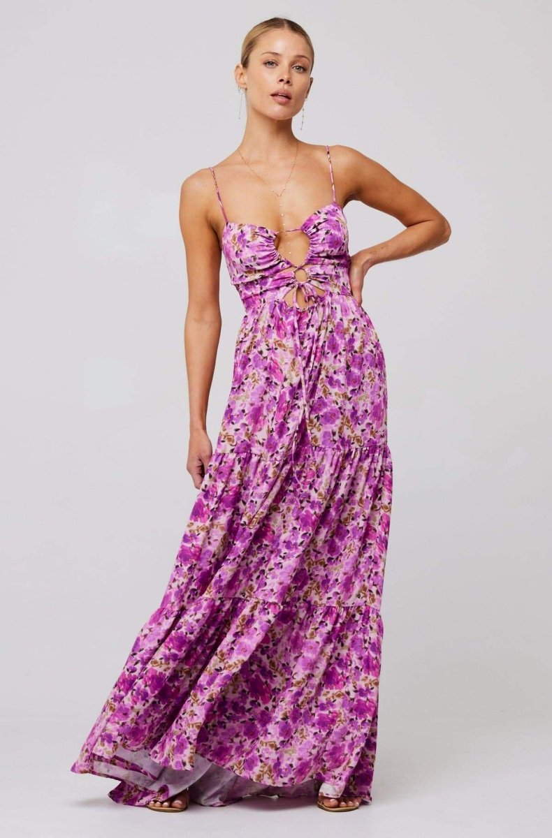 Vestito lungo maxi stampato Beverly con scollo a filo