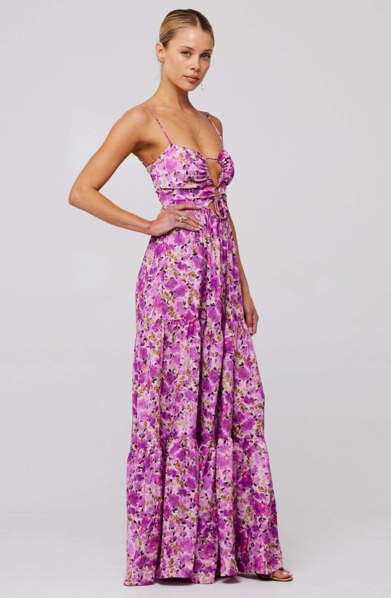 Vestito lungo maxi stampato Beverly con scollo a filo