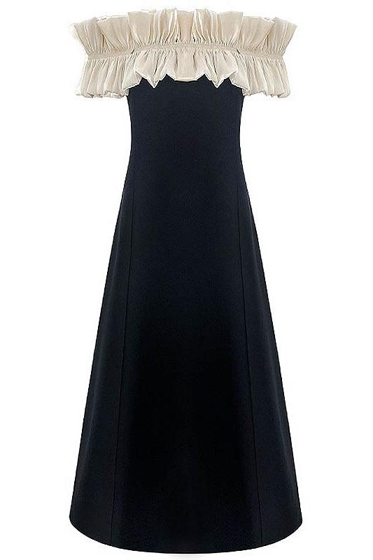 Vestito Maxi con Spalline Off Spalla e Volants Bonnie
